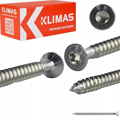 Klimas WKFS Konstruktionsschrauben Senkkopf Weiß 50 Stk. (8 x 180 mm) von Wkret-Met