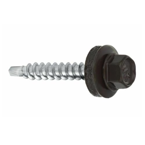 Trapezblech Schrauben Bohrschrauben Dach Fassadenschrauben 4,8x55mm 200 Stück - RAL: 8019 (Graubraun) von Wkret-Met