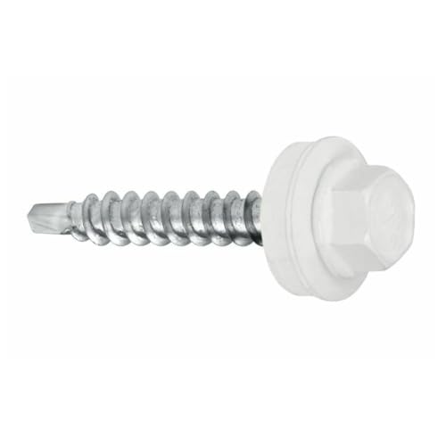 Trapezblech Schrauben Bohrschrauben Dach Fassadenschrauben 4,8x55mm 200 Stück - RAL: 9003 (Signalweiß) von Wkret-Met
