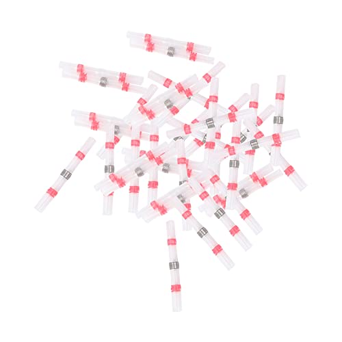 Wlauqueta 50 Stück Lötverbinder, Schrumpfklemmen, isoliert, wasserdicht, thermeschrumpfbar, für Auto, 22-18 AWG, Rot von Wlauqueta