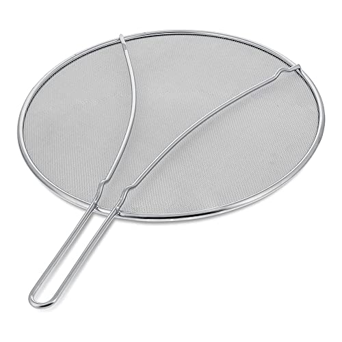 Wlauqueta Spritzschutz, feinmaschig, aus Edelstahl, 33 cm (13 ), mit Ruhefüßen, Abdeckung zur Vermeidung von Verschüttungen in der Küche von Wlauqueta