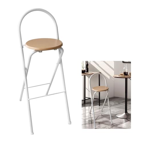 WleXyloderm 2er Set Klappbar Barhocker Hocker Mit Lehne Tragbare Klapphocker 60/65cm Sitzhöhe Barsessel Loungesessel Tragfähigkeit 125kg Counter Höhe Barhocker Barstuhl Küchenstühle(Seat Height 65cm) von WleXyloderm