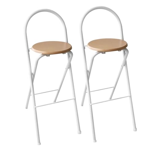 WleXyloderm Barhocker Klappbar Mit Lehne 2er Set Klappbarer Hocker Camping Barhocker Thekenstuhl 60 65cm Sitzhöhe Barstuhl Klappbar Mit Fußstütze Küchenhocker Keine Installation Barstühle(65cm) von WleXyloderm