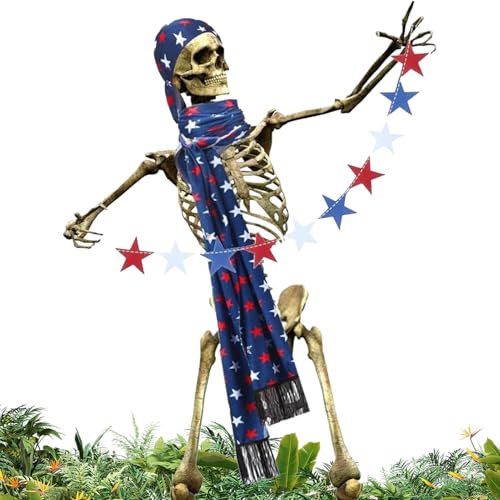 Wlikmjg 3,7 Meter Skelett Kleidung - Garten-Schädel-Kostüm - Halloween Dekorationen Zubehör Skelett Kleidung mit tragbarem Banner für den Garten und St Patricks Dekorationen von Wlikmjg