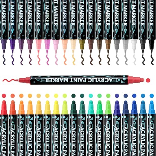 Wlikmjg Akryl Malstifte - 36 Farben Akryl Malstifte Set - 36 Stück Zubehör Set Für Basteln Kunst Textil Kalligrafie Papier Stein Metall Glas Holz Keramik von Wlikmjg