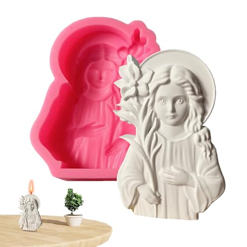 Wlikmjg Gesegnete Heilige Maria Kerzenformen | Madonna Der Figur Silikonformen | Bastelwerkzeug Mit Leichtem Entformen Für Gips Fondant Beton Resin Kunst von Wlikmjg