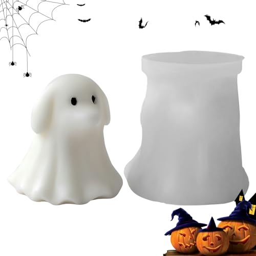 Wlikmjg Halloween Geist Silikon Kerzenform - Silicone Form Für Fondant Figuren | Niedliches Gruselhaus Deko Für Kuchendekoration Knetmasse Schokoladenguss Seifenherstellung Aromatherapie von Wlikmjg