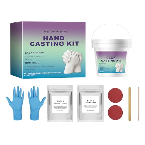 Wlikmjg Handabform-Set,Gipsabdruck-Set Für Paare Zum Selbermachen | Handgemachtes Skulpturen-Set Mit Handschuhen Als Erinnerung Für Paare & Junggesellinnenabschied von Wlikmjg