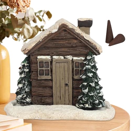 Wlikmjg Räucherhaus Weihnachten Räuchergefäß Räucherkerzenhalter,Winter-Blockhaus-Räuchergefäße Mit 2 Räucherkegeln, Blockhütten Räuchergefäß,Räucherkegel Halter, Weihnachtsdeko Zuhause Deko, Tischde von Wlikmjg