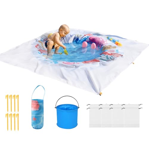 Wlikmjg Strandpool,2 x 2 Meter Kinderpool | wasserdichte Faltbare 2 in 1 Stranddecke Für Outdoor Camping Picknick Wasserspaß Garten von Wlikmjg