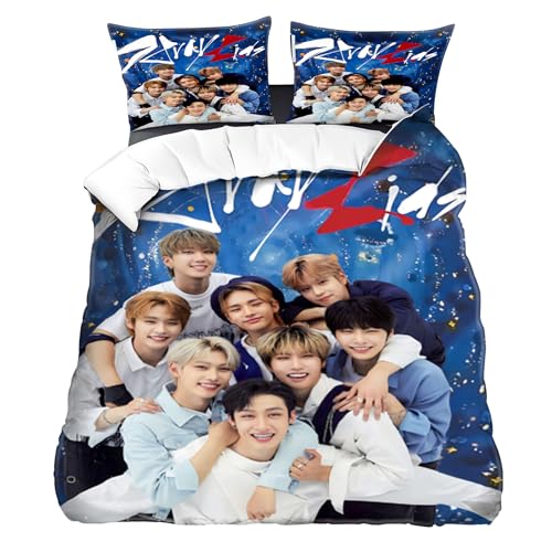WlsqDE Strraykiid Bettwäsche, Kpop Bettwäsche 135x200cm, Anime Bettbezug-Set Enthalten 50x75cm Kissenbezug, Microfaser, Angenehm & Weich, für Teens Jungen und Fans Mädchen Bettbezug Kinder von WlsqDE