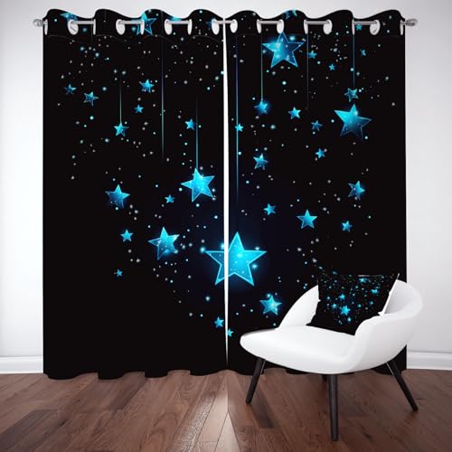 Wlujhia Blau SternVorhänge mit Ösen Romantisch Sternenhimmelverdunkelungsvorhang Modern ÄsthetikBlickdicht Gardinen Kälteschutz Warm Hitzeschutz Wohnzimmer H260xB140 cm, 2er Set Wlujhia Blau SternVorhänge mit Ösen Romantisch Sternenhimmelverdunkelungsvorhang Modern ÄsthetikBlickdicht Gardinen Kälteschutz Warm Hitzeschutz Wohnzimmer H260xB140 cm, 2er Set von Wlujhia