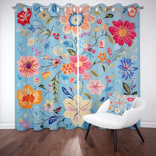 Wlujhia BlumenmusterVorhänge mit Ösen Blumen Pflanzeverdunkelungsvorhang FrühlingsblumenBlickdicht Gardinen Kälteschutz Warm Hitzeschutz Wohnzimmer H260xB140 cm, 2er Set Wlujhia BlumenmusterVorhänge mit Ösen Blumen Pflanzeverdunkelungsvorhang FrühlingsblumenBlickdicht Gardinen Kälteschutz Warm Hitzeschutz Wohnzimmer H260xB140 cm, 2er Set von Wlujhia