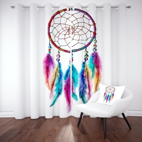 Wlujhia Farbe FederVorhang Blickdicht 3D DruckenVerdunklungsvorhänge mit Ösen Modern KunstThermovorhang Kälteschutz für Wohnzimmer Gardinen 2er Set H200xB140 cm von Wlujhia