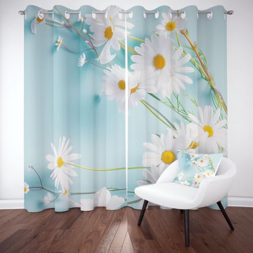 Wlujhia GänseblümchenVorhänge mit Ösen Blumenmusterverdunkelungsvorhang Blumen PflanzeBlickdicht Gardinen Kälteschutz Warm Hitzeschutz Wohnzimmer H260xB140 cm, 2er Set Wlujhia GänseblümchenVorhänge mit Ösen Blumenmusterverdunkelungsvorhang Blumen PflanzeBlickdicht Gardinen Kälteschutz Warm Hitzeschutz Wohnzimmer H260xB140 cm, 2er Set von Wlujhia