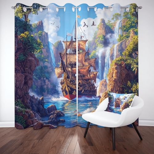 Wlujhia Gardinen küche Nautisch Segelboot Vorhänge 213 x 132 cm mit Ösen 2er Set Meeresabenteuer Vorhang Blickdicht Thermovorhang Kälteschutz Akustikvorhang für Schlafzimmer Wlujhia Gardinen küche Nautisch Segelboot Vorhänge 213 x 132 cm mit Ösen 2er Set Meeresabenteuer Vorhang Blickdicht Thermovorhang Kälteschutz Akustikvorhang für Schlafzimmer von Wlujhia