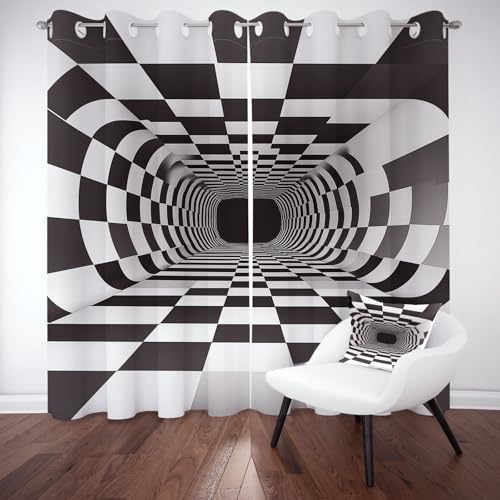 Wlujhia Optische TäuschungVorhänge mit Ösen Schwarz Weiß Gitterverdunkelungsvorhang Modern KunstBlickdicht Gardinen Kälteschutz Warm Hitzeschutz Wohnzimmer H260xB140 cm, 2er Set Wlujhia Optische TäuschungVorhänge mit Ösen Schwarz Weiß Gitterverdunkelungsvorhang Modern KunstBlickdicht Gardinen Kälteschutz Warm Hitzeschutz Wohnzimmer H260xB140 cm, 2er Set von Wlujhia