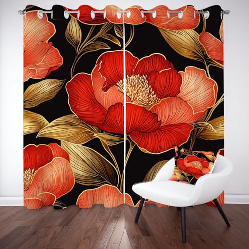 Wlujhia PfingstrosenVorhänge mit Ösen Blumen Pflanzeverdunkelungsvorhang BlumenmusterBlickdicht Gardinen Kälteschutz Warm Hitzeschutz Wohnzimmer H260xB140 cm, 2er Set Wlujhia PfingstrosenVorhänge mit Ösen Blumen Pflanzeverdunkelungsvorhang BlumenmusterBlickdicht Gardinen Kälteschutz Warm Hitzeschutz Wohnzimmer H260xB140 cm, 2er Set von Wlujhia