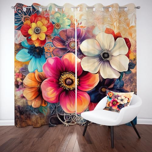 Wlujhia Retro BlumenVorhänge mit Ösen Blumenmusterverdunkelungsvorhang FrühlingsblumenBlickdicht Gardinen Kälteschutz Warm Hitzeschutz Wohnzimmer H260xB140 cm, 2er Set Wlujhia Retro BlumenVorhänge mit Ösen Blumenmusterverdunkelungsvorhang FrühlingsblumenBlickdicht Gardinen Kälteschutz Warm Hitzeschutz Wohnzimmer H260xB140 cm, 2er Set von Wlujhia