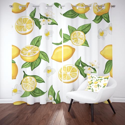 Wlujhia Vorhänge Blickdicht 160 x 70 cm 2er Set Zitrone Obst Gardinen Schlafzimmer mit Ösen Früchte Thema Thermovorhang Kälteschutz Schallschutz für Kinderzimmer Wohnzimmer Wlujhia Vorhänge Blickdicht 160 x 70 cm 2er Set Zitrone Obst Gardinen Schlafzimmer mit Ösen Früchte Thema Thermovorhang Kälteschutz Schallschutz für Kinderzimmer Wohnzimmer von Wlujhia