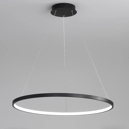 DimmaBle LED Moderne runde Pendelleuchte mit Fernbedienung Höhenverstellbare Deckenleuchte Kronleuchter für Esszimmer Wohnzimmer Büro (Schwarz 60cm) von Wmmner