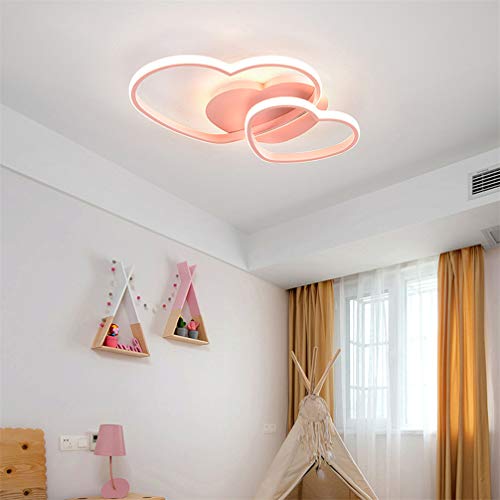 DimmbarHerzförmige LED-Deckenleuchte für Kinderzimmer Fernbedienung Acryl Kronleuchter Dekorative Leuchte für Schlafzimmer Küche Badezimmer Flur Ø50*H5cm (Pink) von Wmmner