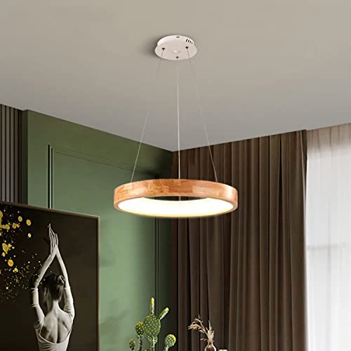 Dimmbare moderne LED-Pendelleuchte Höhenverstellbare Hängelampe für Esszimmer Küche oder Büro Holz Kronleuchter Stilvolle Deckenleuchte für Wohnzimmer von Wmmner