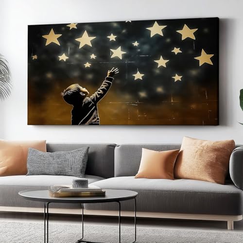 Leinwandbild Schwarzer Gold Moderner Wohnaccessoire, Traum Fun Stars Druck Leinwandbild, 61 x 41 cm fertig zum Aufhängen für Wohnzimmer Schlafzimmer Badezimmer Wände Dekoration ohne Rahmen Leinwandbild Schwarzer Gold Moderner Wohnaccessoire, Traum Fun Stars Druck Leinwandbild, 61 x 41 cm fertig zum Aufhängen für Wohnzimmer Schlafzimmer Badezimmer Wände Dekoration ohne Rahmen von Wmmner
