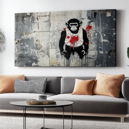 Leinwandwandbild Street Graffiti Gorilla-Druck, grau-roter Leinwanddruck Poster, 70 x 50 cm für Wohnzimmer Schlafzimmer Home Office Wanddekoration Gemälde ohne Rahmen Leinwandwandbild Street Graffiti Gorilla-Druck, grau-roter Leinwanddruck Poster, 70 x 50 cm für Wohnzimmer Schlafzimmer Home Office Wanddekoration Gemälde ohne Rahmen von Wmmner