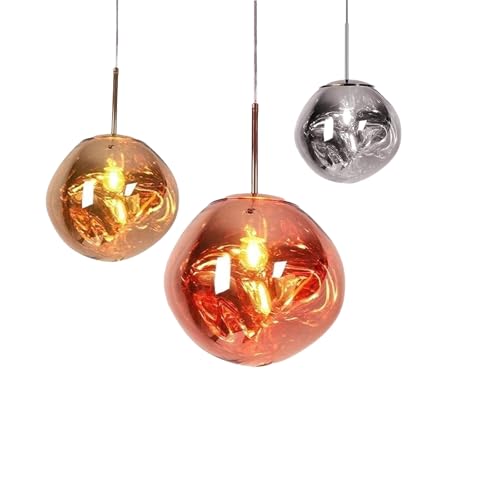 Moderne Lava Pendelleuchte - Unregelmäßige Spiegel Deckenleuchte E27 Glühbirne 1.5M Verstellbare Schnur Lava Glas Kronleuchter fOder Schlafzimmer Wohnzimmer Flure Bars (Rose Gold 28cm) von Wmmner