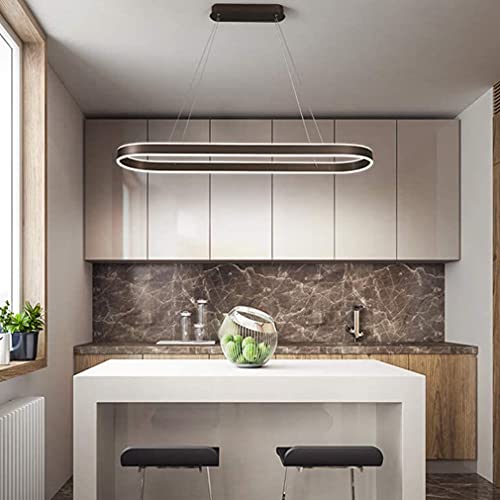 Moderne Pendelleuchte Ovale LED-Esstischlampe Dimmbare hängende Deckenleuchte Höhenverstellbar Schwarz Ideal für Küche Wohnzimmer Schlafzimmer Bar 80CM Moderne Pendelleuchte Ovale LED-Esstischlampe Dimmbare hängende Deckenleuchte Höhenverstellbar Schwarz Ideal für Küche Wohnzimmer Schlafzimmer Bar 80CM von Wmmner