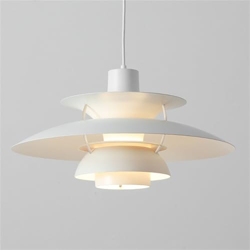 Moderner minimalistischer Kronleuchter Dänemark Design Hängeleuchte E27 Glühbirne für Esszimmer Wohnzimmer Küche Restaurant & Cafe Dekor (Weiß 30CM) von Wmmner