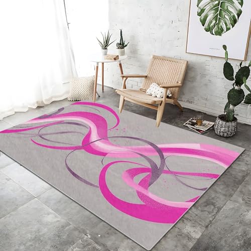 Teppiche für das Wohnzimmer mit abstrakten Kurven und Linien, moderner abstrakter Stil, weich, pflegeleicht, flachflorig, fusselfrei, für Schlafzimmer, Esszimmer, Wohnzimmer, Küche, 80 x 150 cm von Wmmner