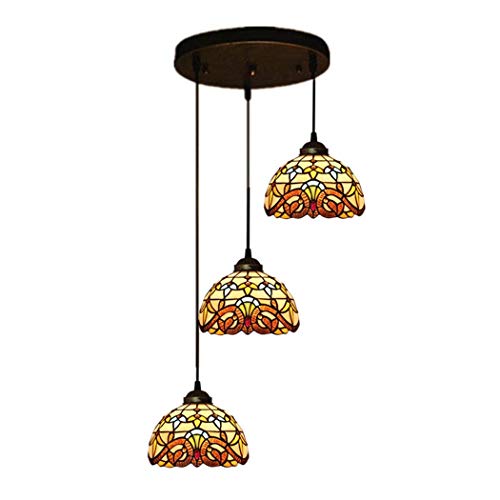 Tiffany Stil 3 Kopf Pendelleuchte Bunte Buntglas Deckenleuchte Retro Dekor für Esszimmer Wohnzimmer Schlafzimmer Tiffany Stil 3 Kopf Pendelleuchte Bunte Buntglas Deckenleuchte Retro Dekor für Esszimmer Wohnzimmer Schlafzimmer von Wmmner