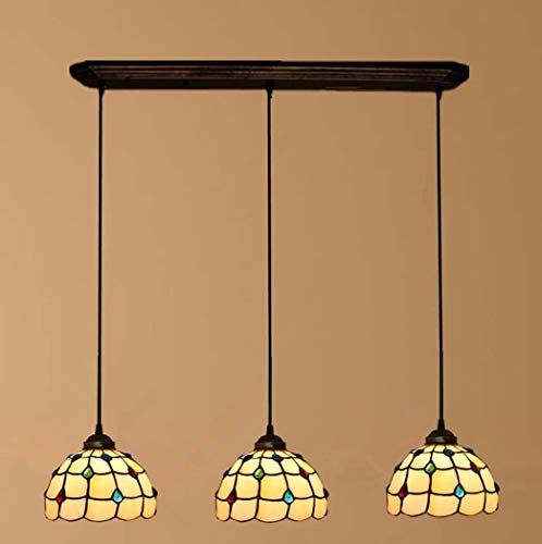 Tiffany Stil 3 Licht Farbige Glas Pendelleuchte Retro Deckenleuchte für Esszimmer Wohnzimmer Schlafzimmer Dekor von Wmmner