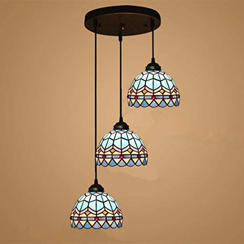 Tiffany Stil 3 Licht Pendelleuchte Vintage Dekoriert Buntglas Deckenleuchte für Esszimmer Wohnzimmer Schlafzimmer Tiffany Stil 3 Licht Pendelleuchte Vintage Dekoriert Buntglas Deckenleuchte für Esszimmer Wohnzimmer Schlafzimmer von Wmmner