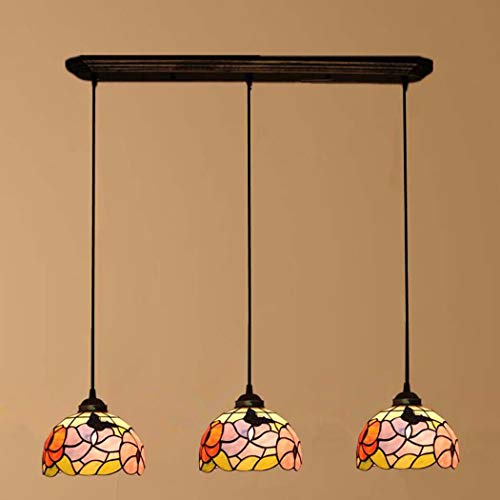 Tiffany Stil 3 Licht Pendelleuchte Vintage Farbige Glas Kronleuchter Retro Deckenleuchte für Esszimmer Wohnzimmer Schlafzimmer Dekor Tiffany Stil 3 Licht Pendelleuchte Vintage Farbige Glas Kronleuchter Retro Deckenleuchte für Esszimmer Wohnzimmer Schlafzimmer Dekor von Wmmner