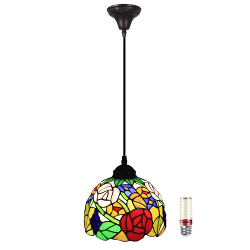 Tiffany Style Pendelleuchte Höhenverstellbare farbige Glaslampe für Küche Esszimmer Schlafzimmer Wohnzimmer E27 Energieklasse A Deckenleuchte Tiffany Style Pendelleuchte Höhenverstellbare farbige Glaslampe für Küche Esszimmer Schlafzimmer Wohnzimmer E27 Energieklasse A Deckenleuchte von Wmmner