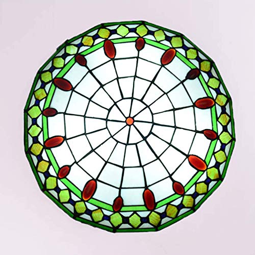 Tiffany Style Retro Deckenleuchte Vintage E27 Pendelleuchte mit buntem runden Glasschirm Ideal für Wohnzimmer Schlafzimmer Esszimmer Küche Flur Badezimmer 40CM Grün Tiffany Style Retro Deckenleuchte Vintage E27 Pendelleuchte mit buntem runden Glasschirm Ideal für Wohnzimmer Schlafzimmer Esszimmer Küche Flur Badezimmer 40CM Grün von Wmmner