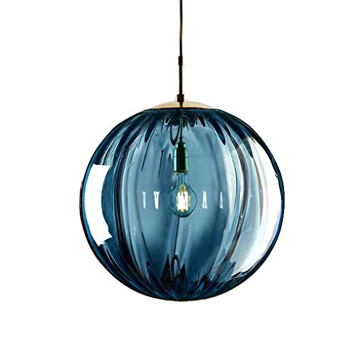 Vintage Industrial Pendelleuchte E27 Sphärische Glaslampe Einstellbare moderne Deckenleuchte Ø20cm 120cm Schnur Klassischer Loft-Stil Blau 1 Glühbirnenhalter von Wmmner