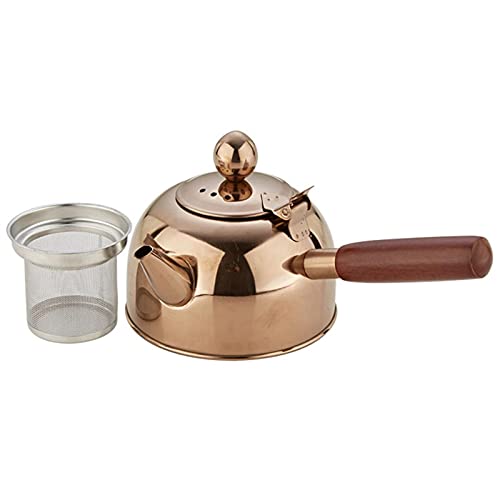 Wmmner .Klassische Teekanne 680Ml Edelstahl Teekessel Holz Seitengriff Teekanne Kaffeekanne Kochkessel Geeignet Für Alle Öfen Zum Kochen Von Wasser Teekessel Teekanne (Stahlfarbe) von Wmmner