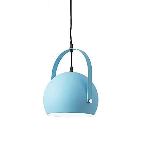 Wmmner 1-Flammige Leuchte Mit E27-Sockel Leuchte Im Nordischen Stil Moderner Deckenleuchter Bunte Aluminium-Hängeleuchte Verstellbare Pendelleuchten Für Esszimmer Flur Schlafzimmer Show/Hellblau/20 cm von Wmmner