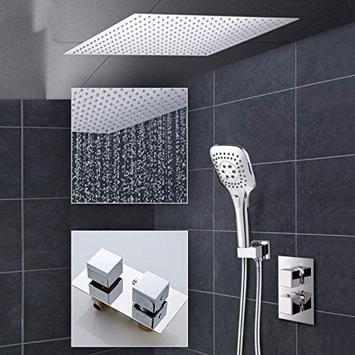 Wmmner 2-Wege-Thermostat-Duscharmaturen-Set Ultradünner Regen-Duschkopf 3-Wege-Handbrause Einhandgrifftatischer Wasserhahn, von Wmmner