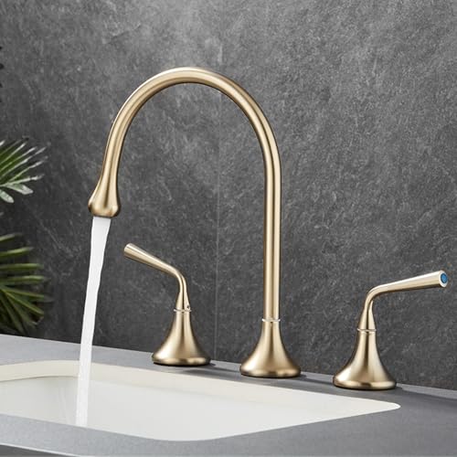 Wmmner 3 Hole Basin Mixer Faucet, Bathroom Sink Faucets Split 2 Handles Brass Swivel 3 Hole Bathroom Faucet-Chrome Plated Beauty Comes/Gebürstetes Gold/a von Wmmner