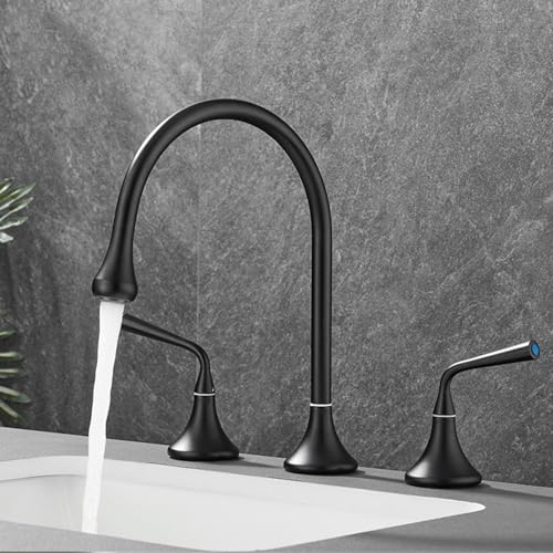 Wmmner 3 Hole Basin Mixer Faucet, Bathroom Sink Faucets Split 2 Handles Brass Swivel 3 Hole Bathroom Faucet-Chrome Plated Beauty Comes/Schwarzer/a von Wmmner