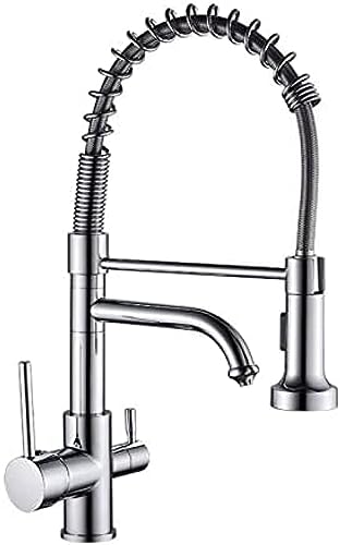 Wmmner 3-Wege-Küchenarmatur Ausziehbarer Sprühmischer Chrom-Küchenarmatur Mit Filter Für Wasserfilter Unter Der Spületion System Einstellbarer Sprühkopf Ulz 000657 Küchenspüle Wasserhähne Wasserhähne von Wmmner