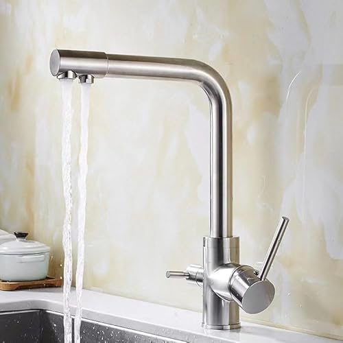 Wmmner 3-Wege-Küchenarmatur Messing 360° Schwenkspüle Wasserhahn Antike 3In1 Mischbatterie Für Wasserfilter Strapazierfähige Messing Küchenarmaturmodernes Retro-Design Einfache Installation von Wmmner