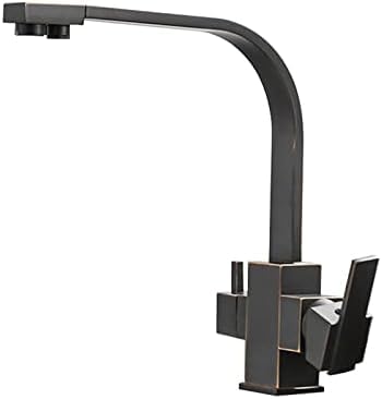 Wmmner 3-Wege-Küchenspüle Mixer Tapblack Retro Trinkwasser Wasserhahn Mitschwenkauslauf & 2 Hebel Stilvoller Haferflocken 3In1 Gefilterter Wasserhahn Für Den Heimgebrauch (Chrom von Wmmner