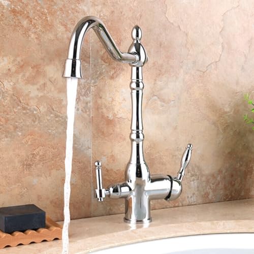 Wmmner 360° Drehbarer Chrom-Küchenhahn Mit 3-Wege-Spray Retro-Designdual Outlet Spüle Wasserhahn Ideal Für Moderne Und Klassische Küchen Langlebig Und Stilvoll (Noir von Wmmner