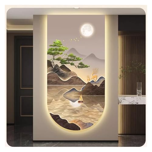 Wmmner 3D-Wandkunst mit LED-Licht, Wandskulpturen, hängende Kunst, Lampe, Wanddekoration, orientalische Dekoration, traditionelle Wandmalerei (60 x 120 cm) (eine Farbe 60 x 120 cm) (eine Farbe 60 x von Wmmner